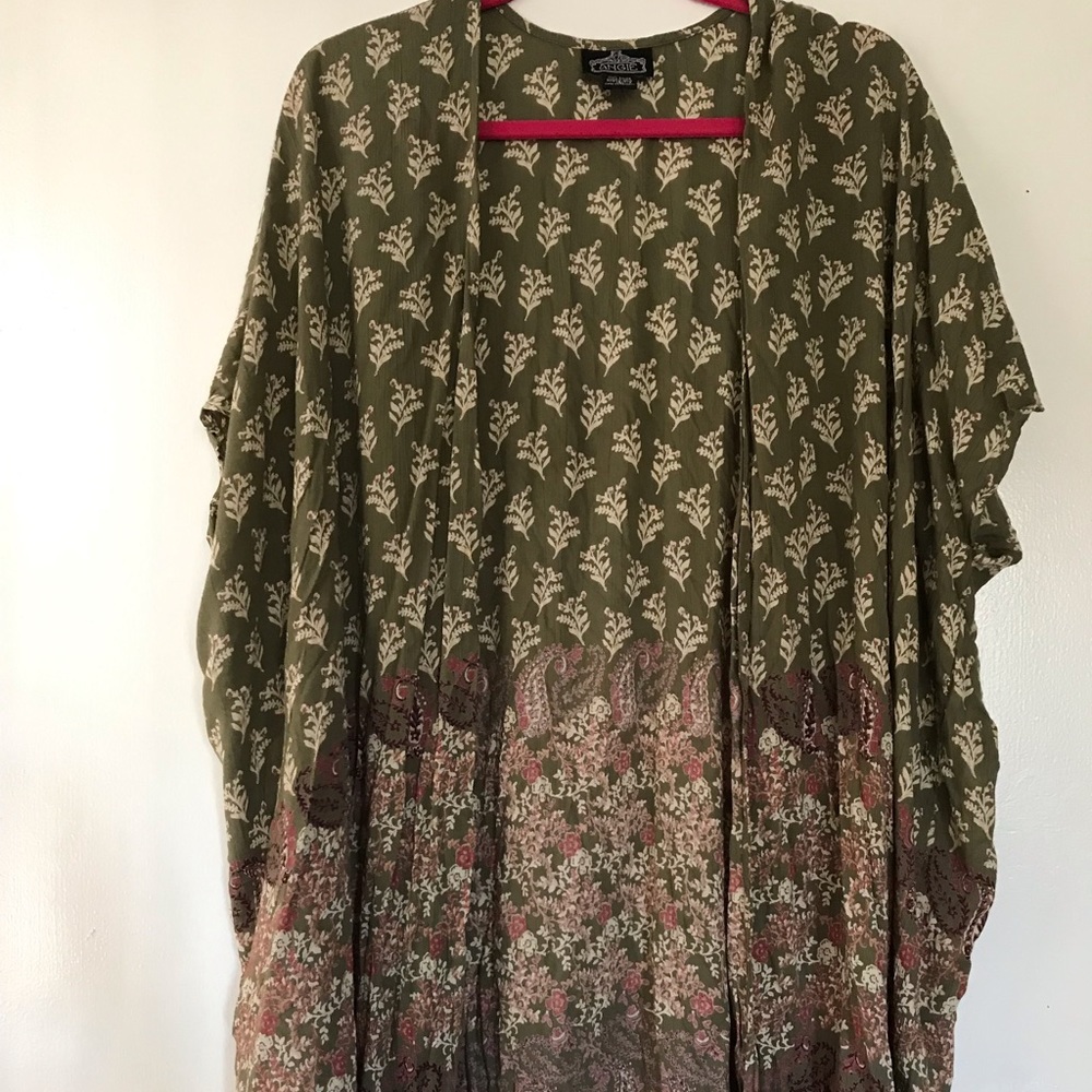 Olive green with pink patterned cover